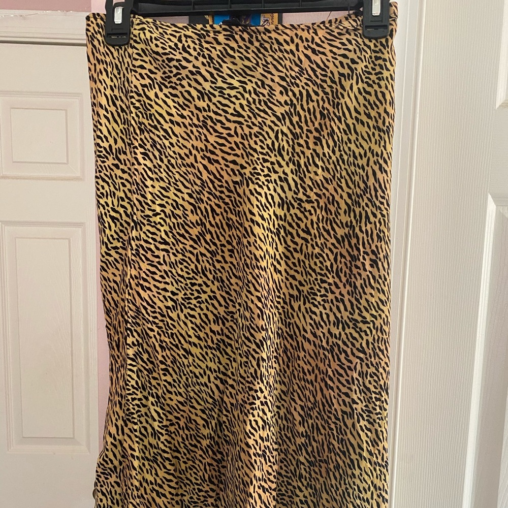 Cheetah Print Midi Long Skirt